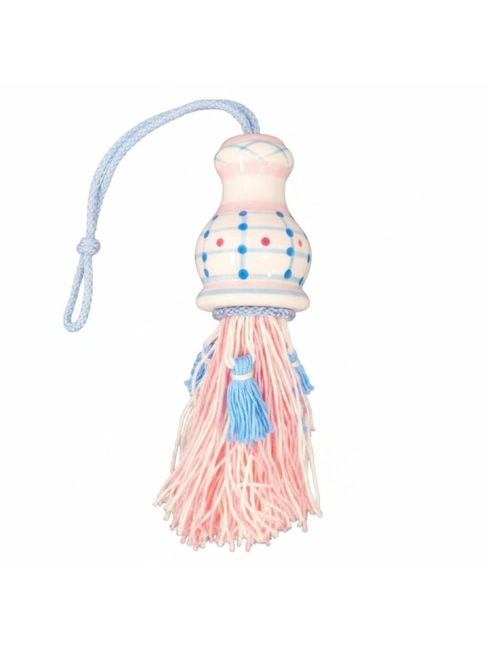 Vintage Ganz Bella Casa Tassel Ornament Ceramic Pastel Curtain Tieback Pink Blue